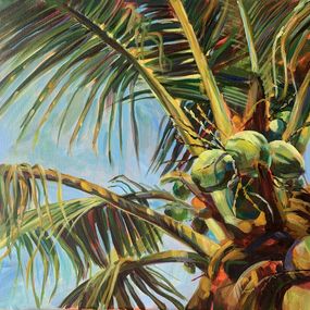 Painting, Jungle splendor. Leaves of palms - Coastal vibes, Momalyu Liubov Kriuchkova