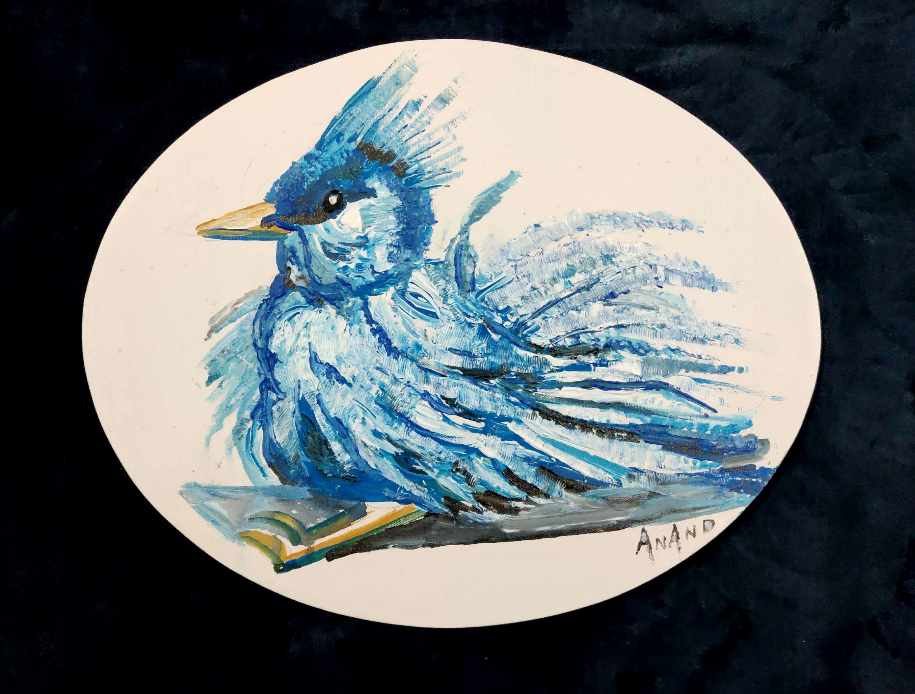 Anand Manchiraju, Blue bird with feathers Anand Manchiraju, Blue bird with feathers