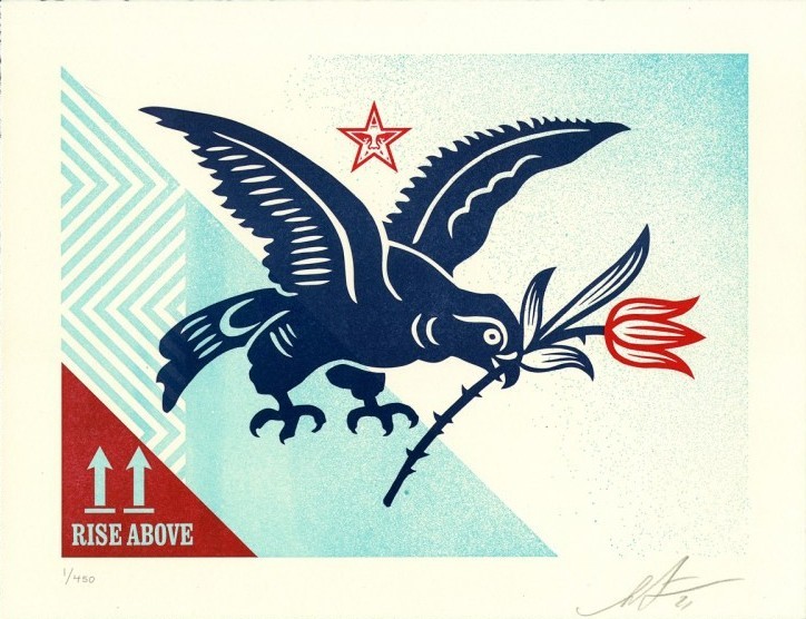 Shepard Fairey (Obey), Rise above bird Shepard Fairey (Obey), Rise above bird