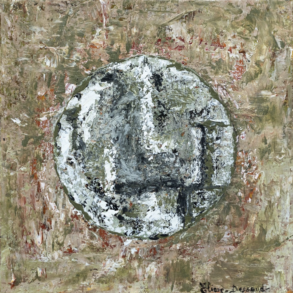 Eliane Dessaud, Boule de Lichen vert n° 56 - série écorces d'arbres et minéraux Eliane Dessaud, Boule de Lichen vert n° 56 - série écorces d'arbres et minéraux