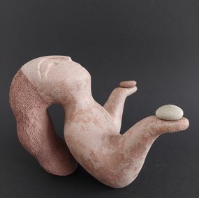 Escultura, Ceramic Sculpture of a Woman Inner Balance, Sve Gri