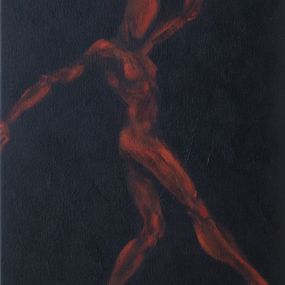 Painting, 2023-1140 / Visages et corps expressionnistes - série rouge et noir, Marion Casters