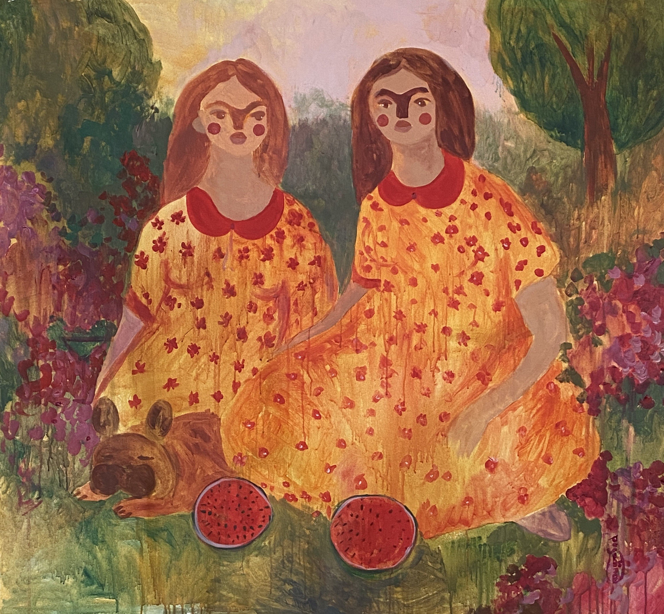 Dasha Pogodina, Sisters at a Picnic in the Garden Dasha Pogodina, Sisters at a Picnic in the Garden