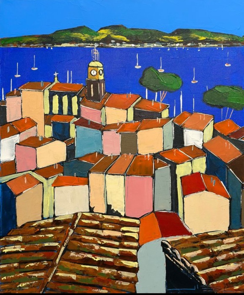 Jiel, Vue sur Sainte Maxime et la Grande Bleue, depuis les toits de Saint Tropez Jiel, Vue sur Sainte Maxime et la Grande Bleue, depuis les toits de Saint Tropez