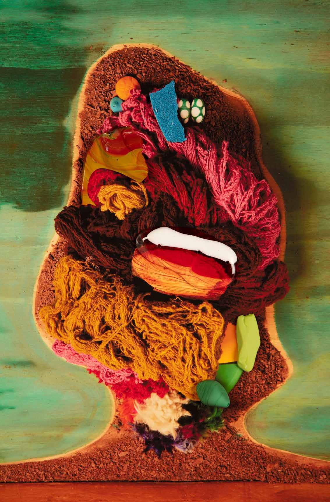 Lorenzo Vitturi, Selfportrait #4, Adobe, Yarns, Fused glass, Murano Beads in Arin Lorenzo Vitturi, Selfportrait #4, Adobe, Yarns, Fused glass, Murano Beads in Arin