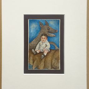 Peinture, Bébé et loup 4, Clara Castagné