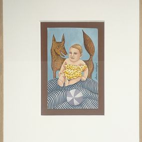 Gemälde, Bébé et loup 5, Clara Castagné