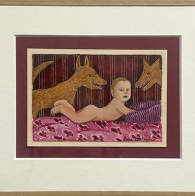Gemälde, Bébé et loup 7, Clara Castagné