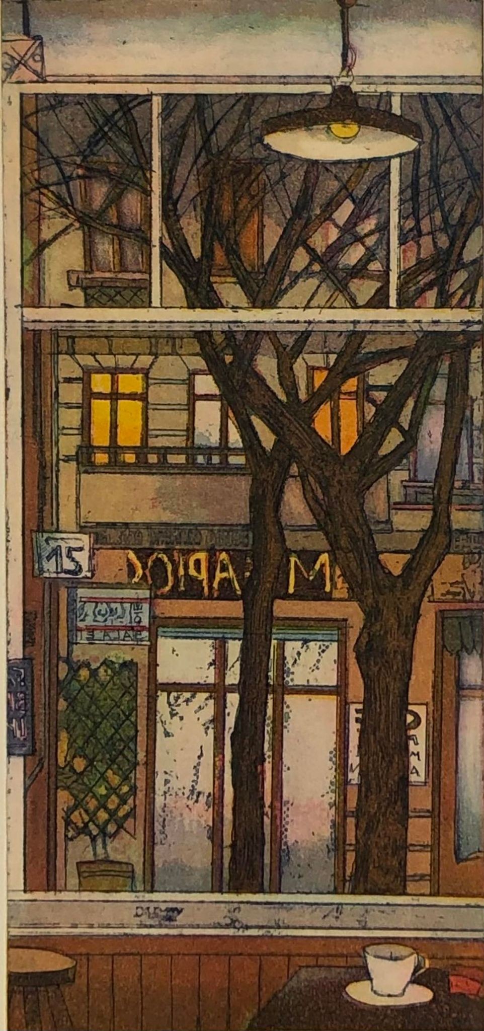Jutta Votteler, Im Café, gravure originale Jutta Votteler, Im Café, gravure originale
