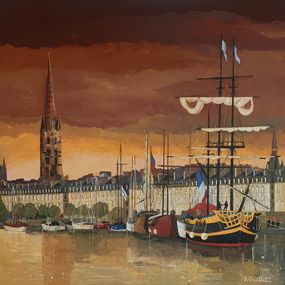 Painting, Bordeaux, port de la lune, Jacques Guillet
