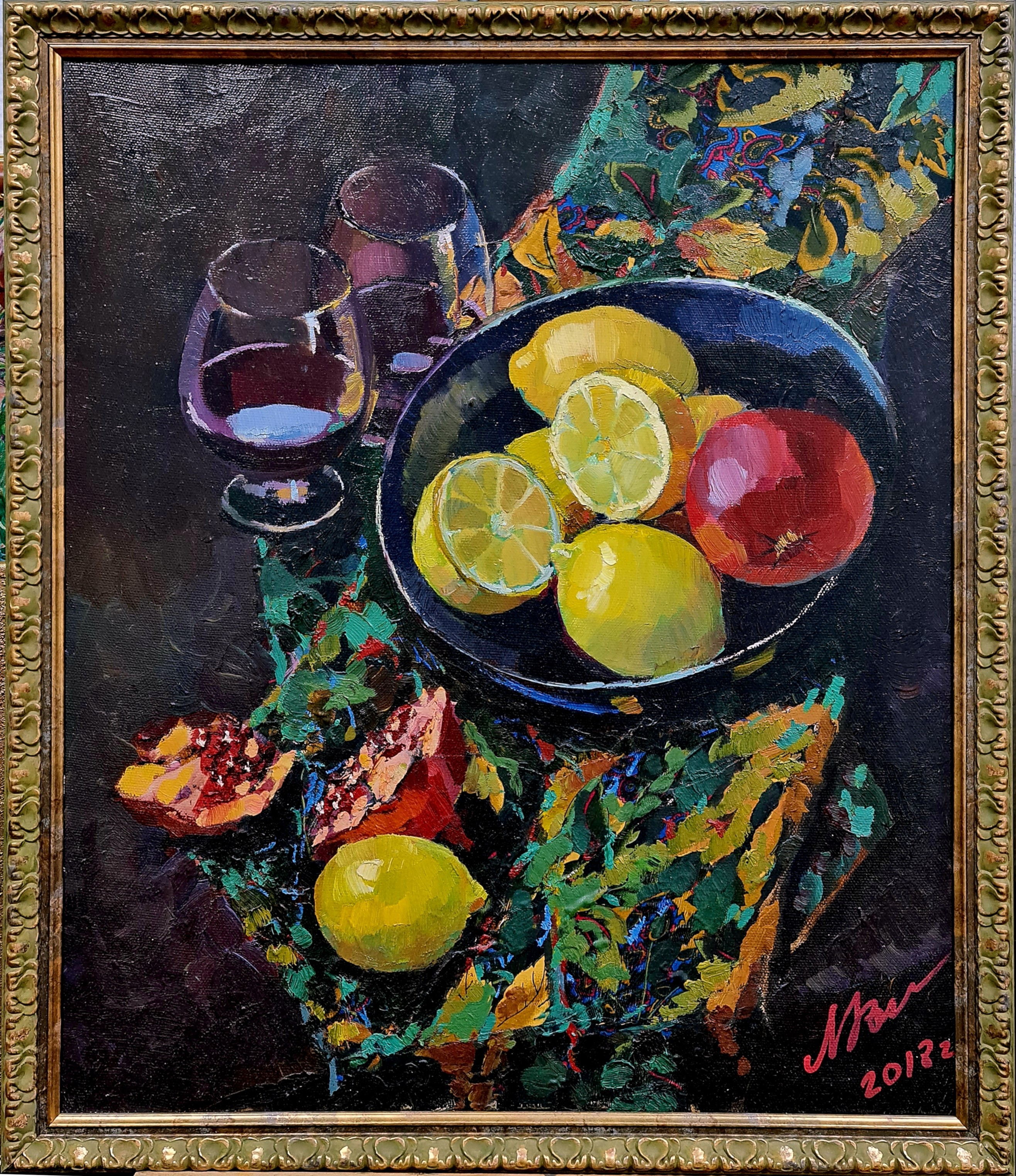 Lilya Volskaya, A bright still life with pomegranates and lemons Lilya Volskaya, A bright still life with pomegranates and lemons
