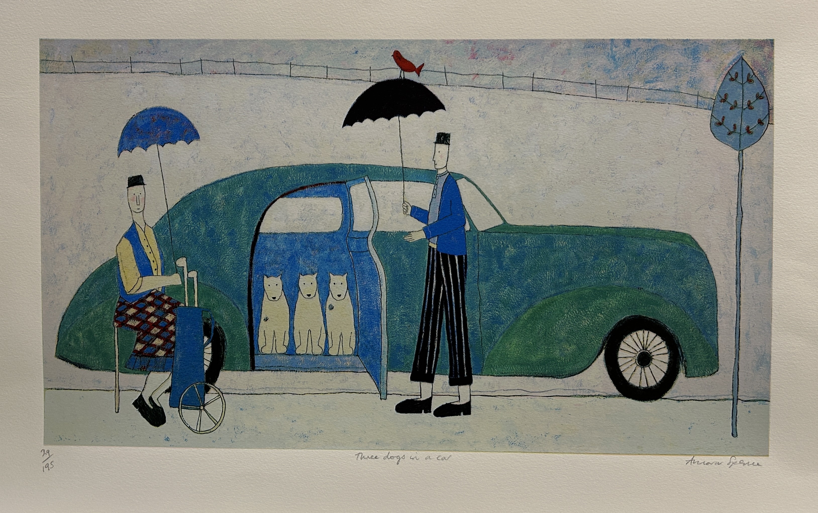Annora Spence, Three Dogs in a Car Annora Spence, Three Dogs in a Car