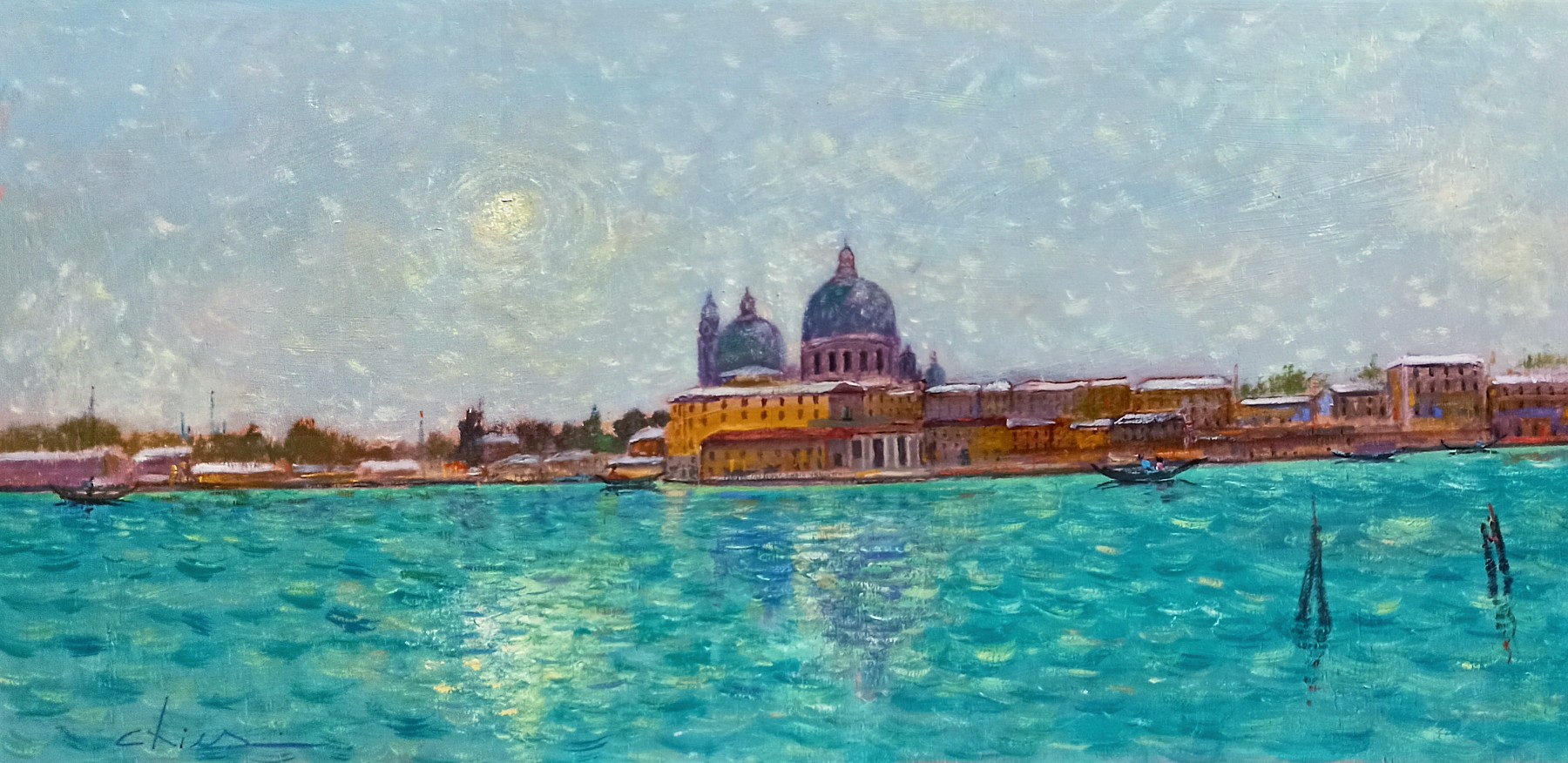 Biagio Chiesi, Canal Grande - Venice cityscape painting Biagio Chiesi, Canal Grande - Venice cityscape painting