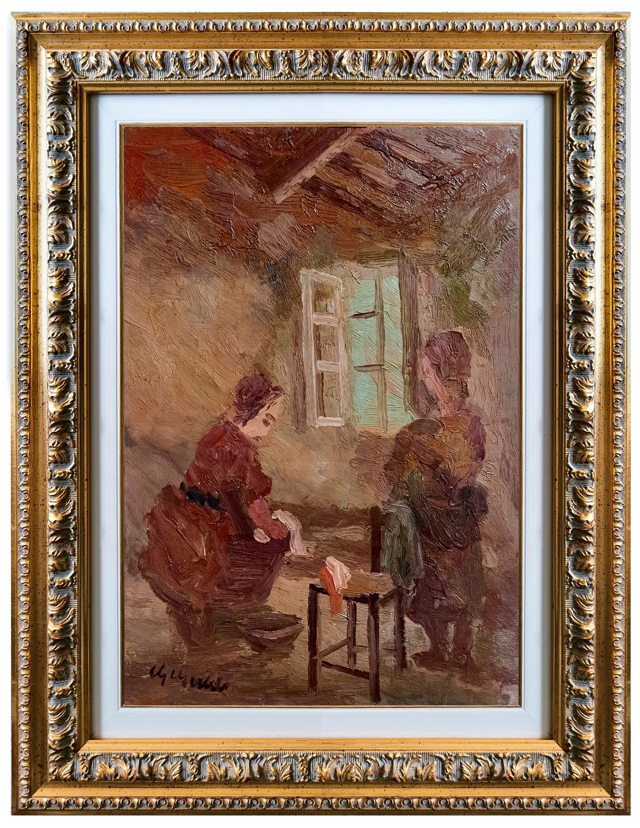 Guido Guidi, The washerwomen - Italian old painting Guido Guidi, The washerwomen - Italian old painting