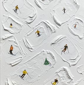 Peinture, Series Alpine Skiing, Snowboarding, winter mountains white 3D plaster, Nataliia Krykun