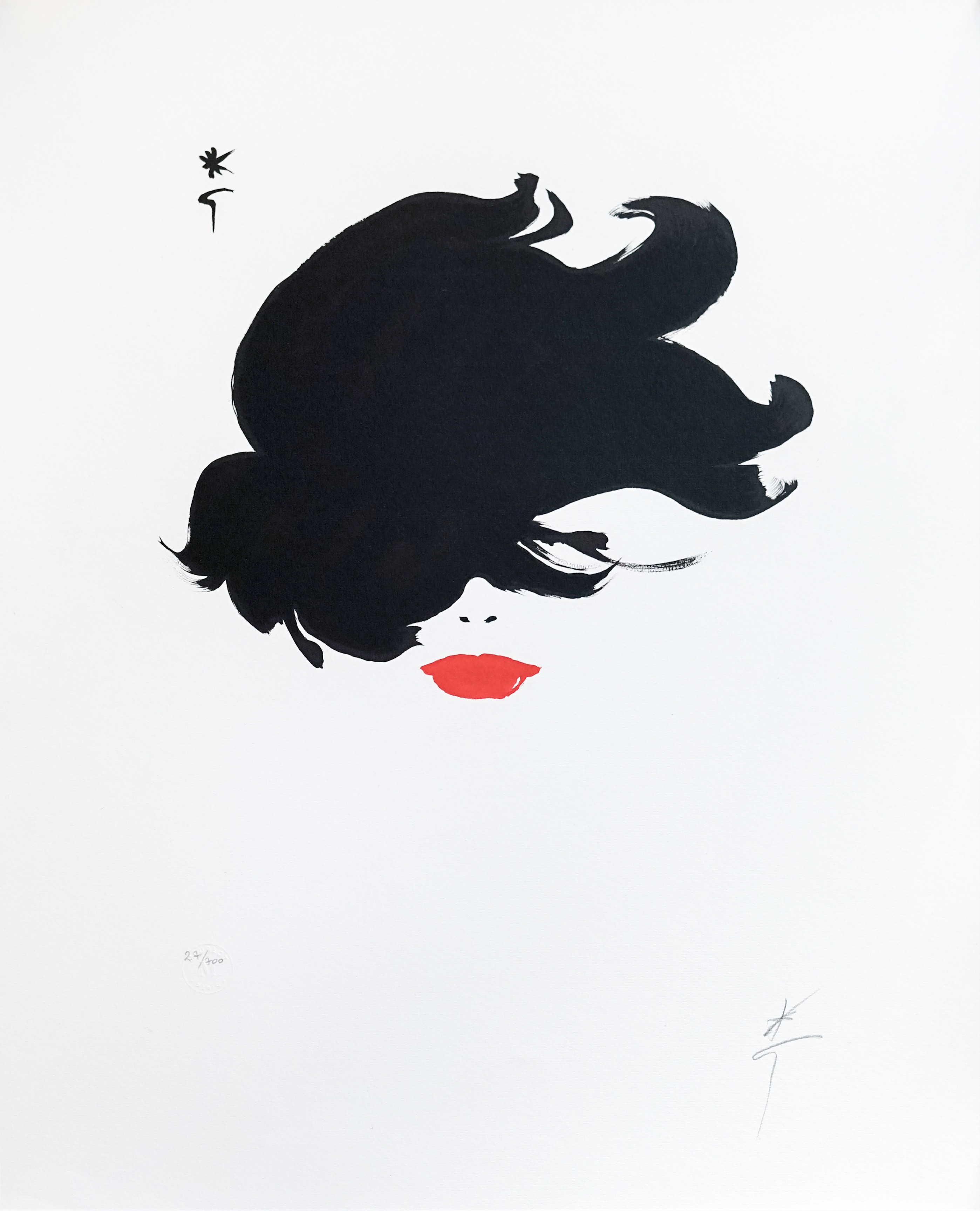René Gruau, Rouge baiser, cheveux au vent René Gruau, Rouge baiser, cheveux au vent