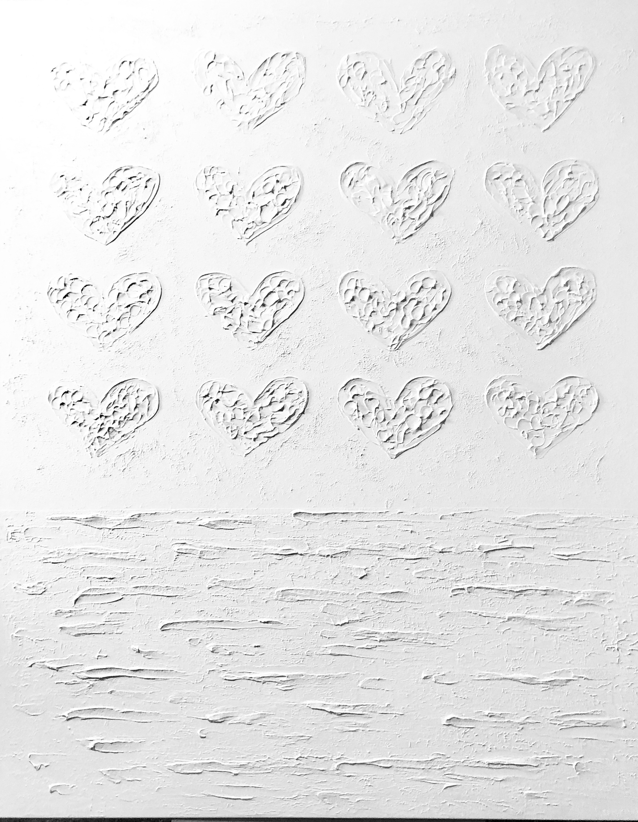 Nataliia Krykun, White hearts - Love, Amour, Amore, Liebe 3D plaster Nataliia Krykun, White hearts - Love, Amour, Amore, Liebe 3D plaster