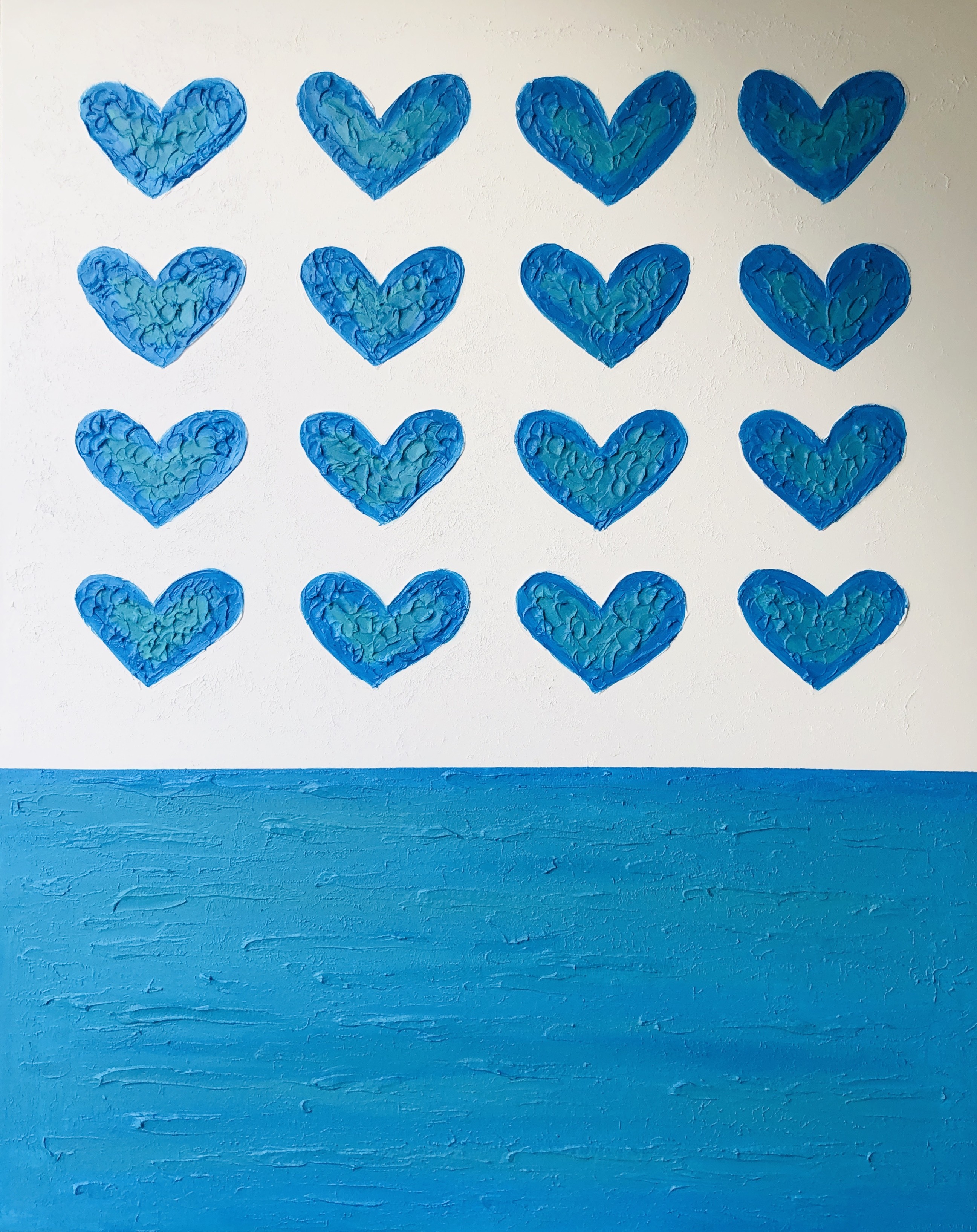 Nataliia Krykun, Blue hearts - Love, Amour, Amore, Liebe 3D plaster, textured, plaster love Nataliia Krykun, Blue hearts - Love, Amour, Amore, Liebe 3D plaster, textured, plaster love