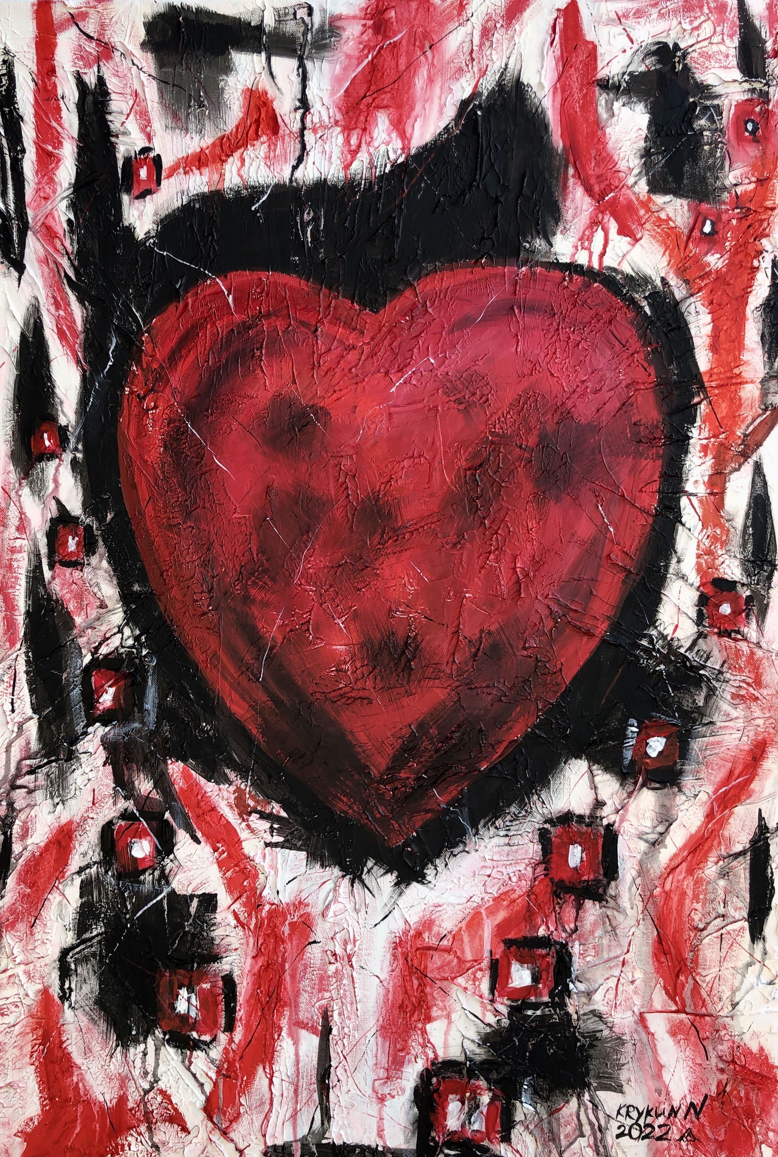 Nataliia Krykun, Red heart of lovers - 3D, street art, pop art Nataliia Krykun, Red heart of lovers - 3D, street art, pop art