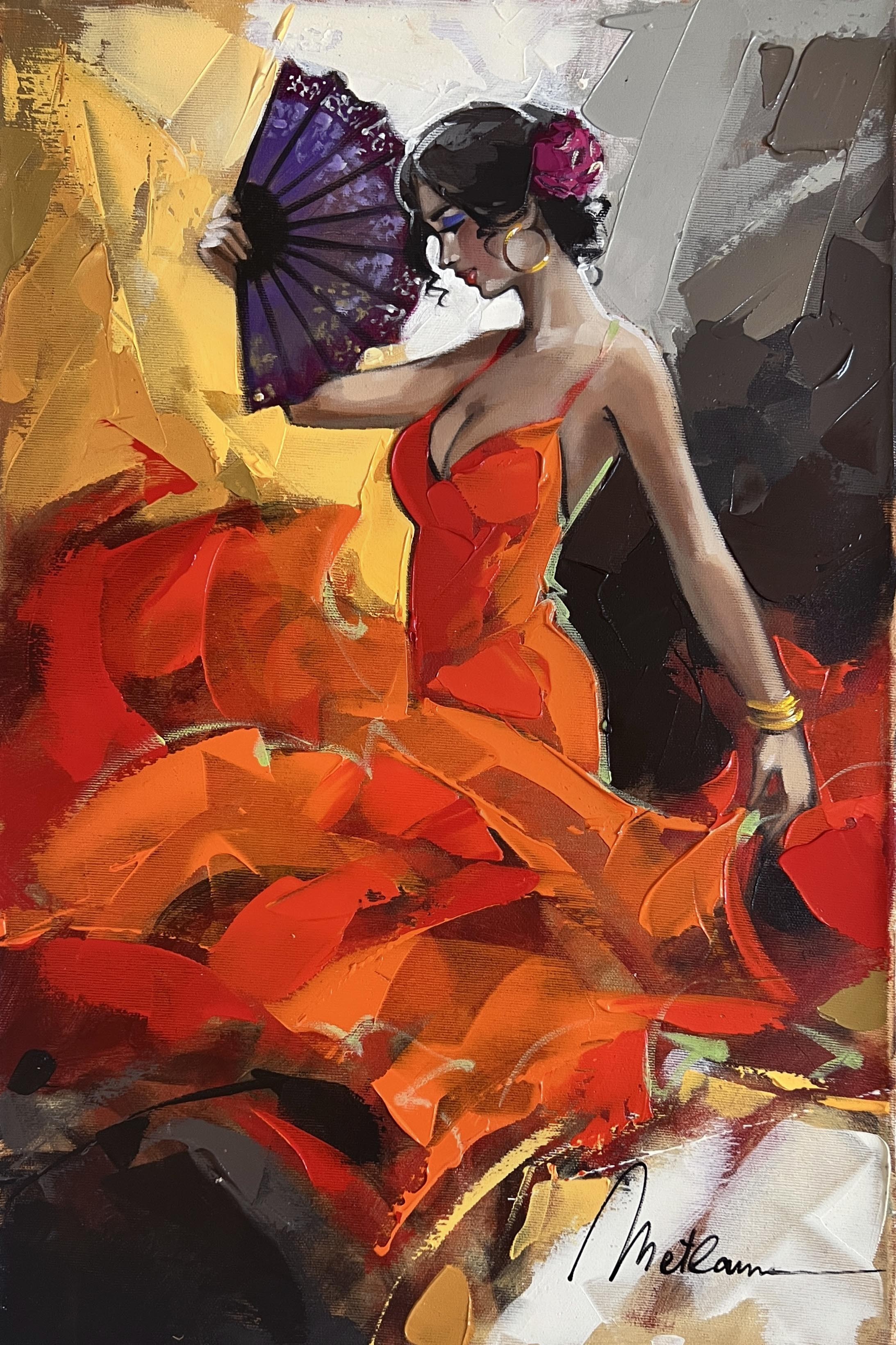 Anatoly Metlan, Lady with a hand fan Anatoly Metlan, Lady with a hand fan