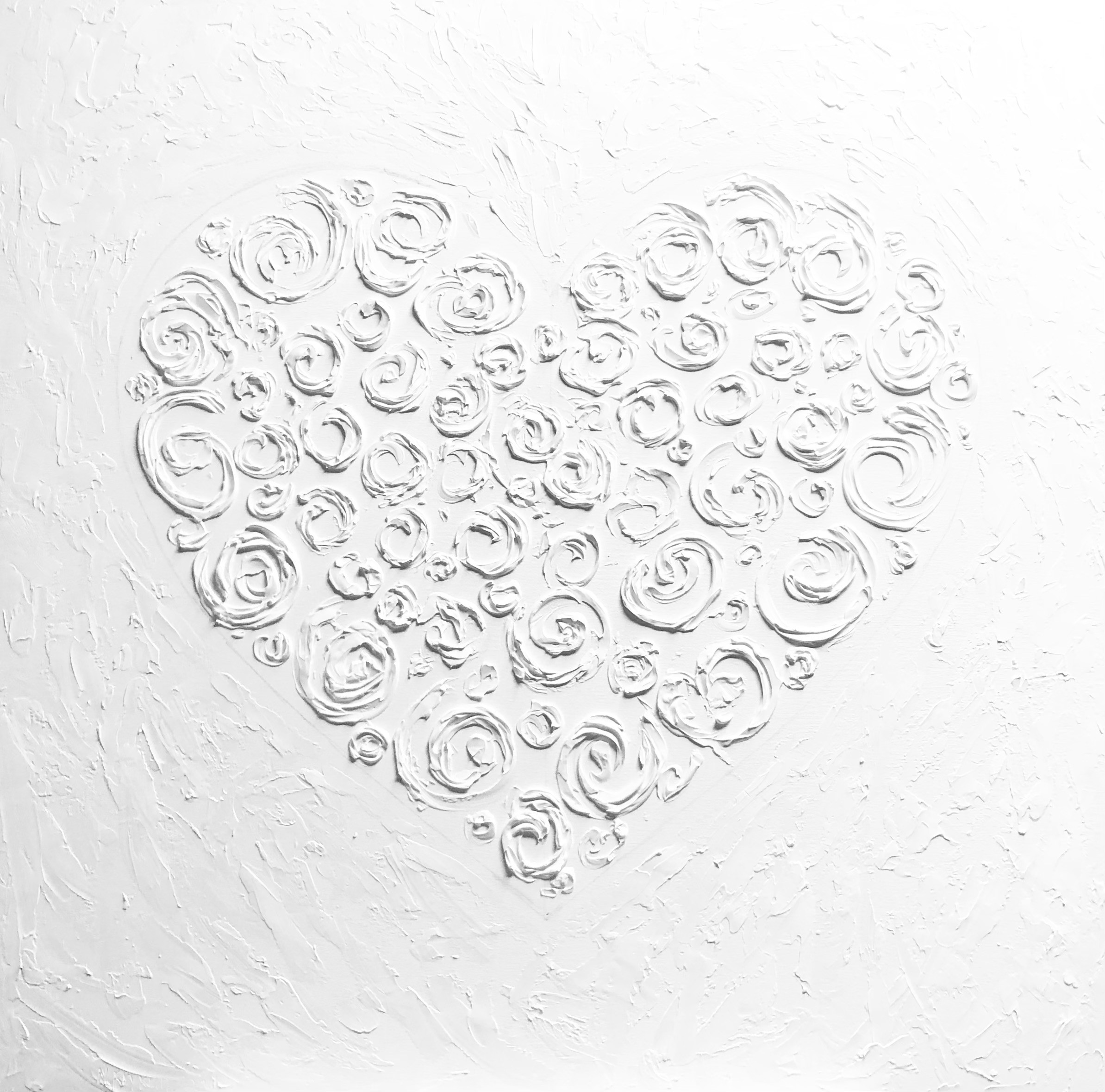 Nataliia Krykun, Heart in white - Love, Amour, Amore, Liebe 3D plaster Nataliia Krykun, Heart in white - Love, Amour, Amore, Liebe 3D plaster