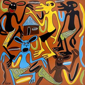 Painting, Kalibuni kwe tu hapa, George Lilanga