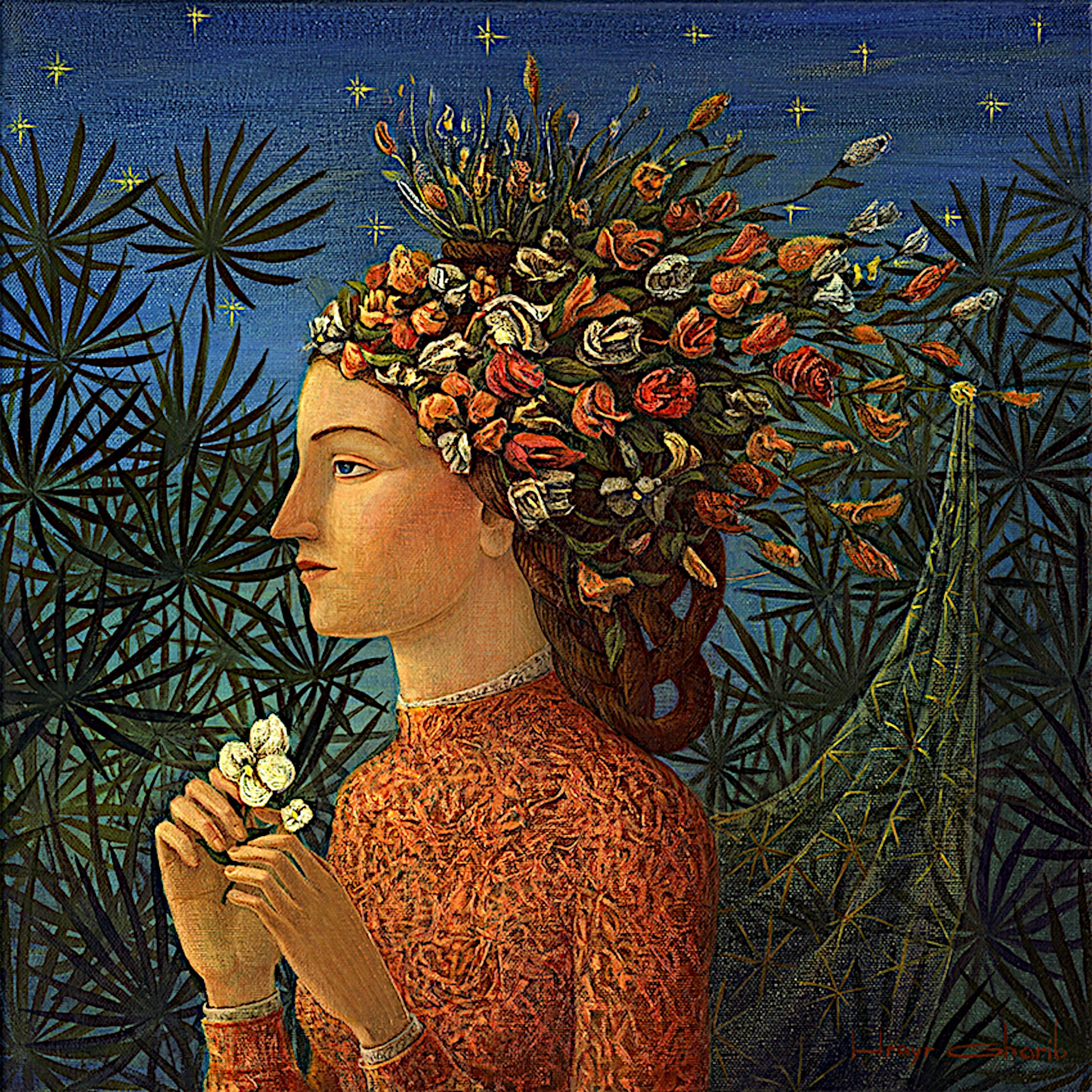Hrair Gharib, Profile with White Flower Hrair Gharib, Profile with White Flower