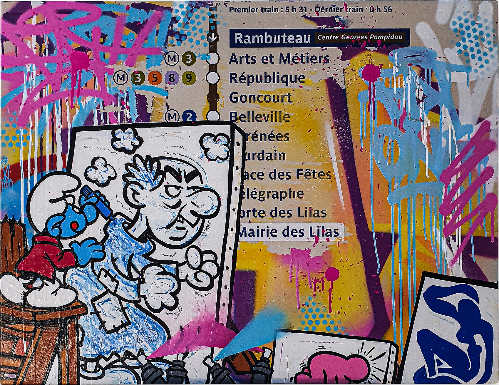 Fat, Schtroumpfs Artist - Paris Metro Sign (1) Fat, Schtroumpfs Artist - Paris Metro Sign (1)
