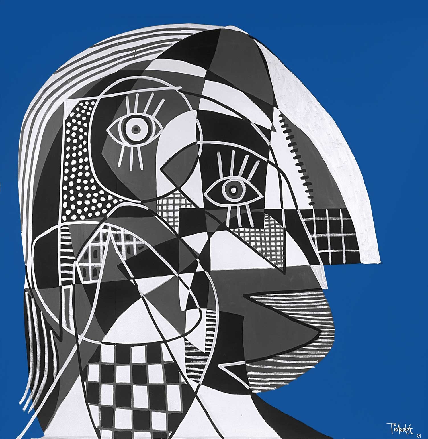 Enrique Pichardo, Retrato gris en fondo azul Enrique Pichardo, Retrato gris en fondo azul