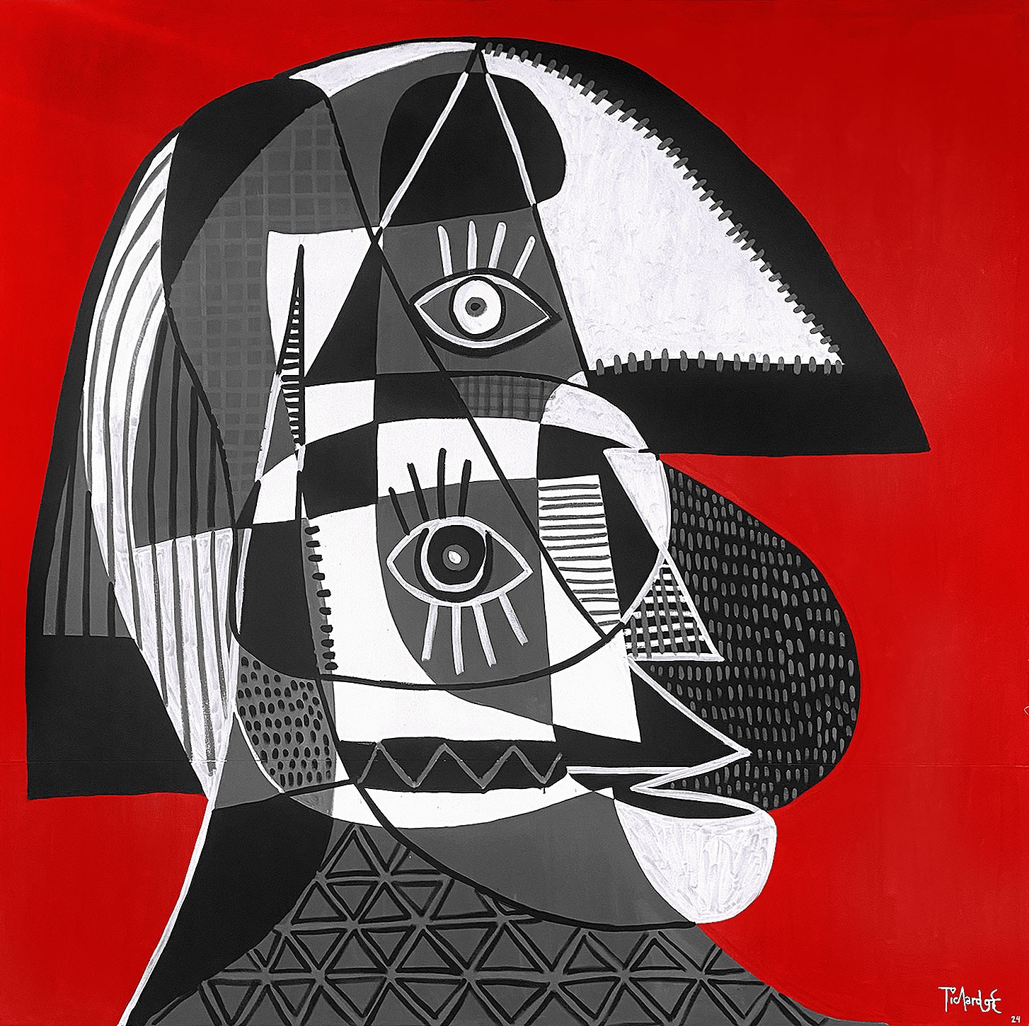 Enrique Pichardo, Retrato gris en fondo rojo Enrique Pichardo, Retrato gris en fondo rojo