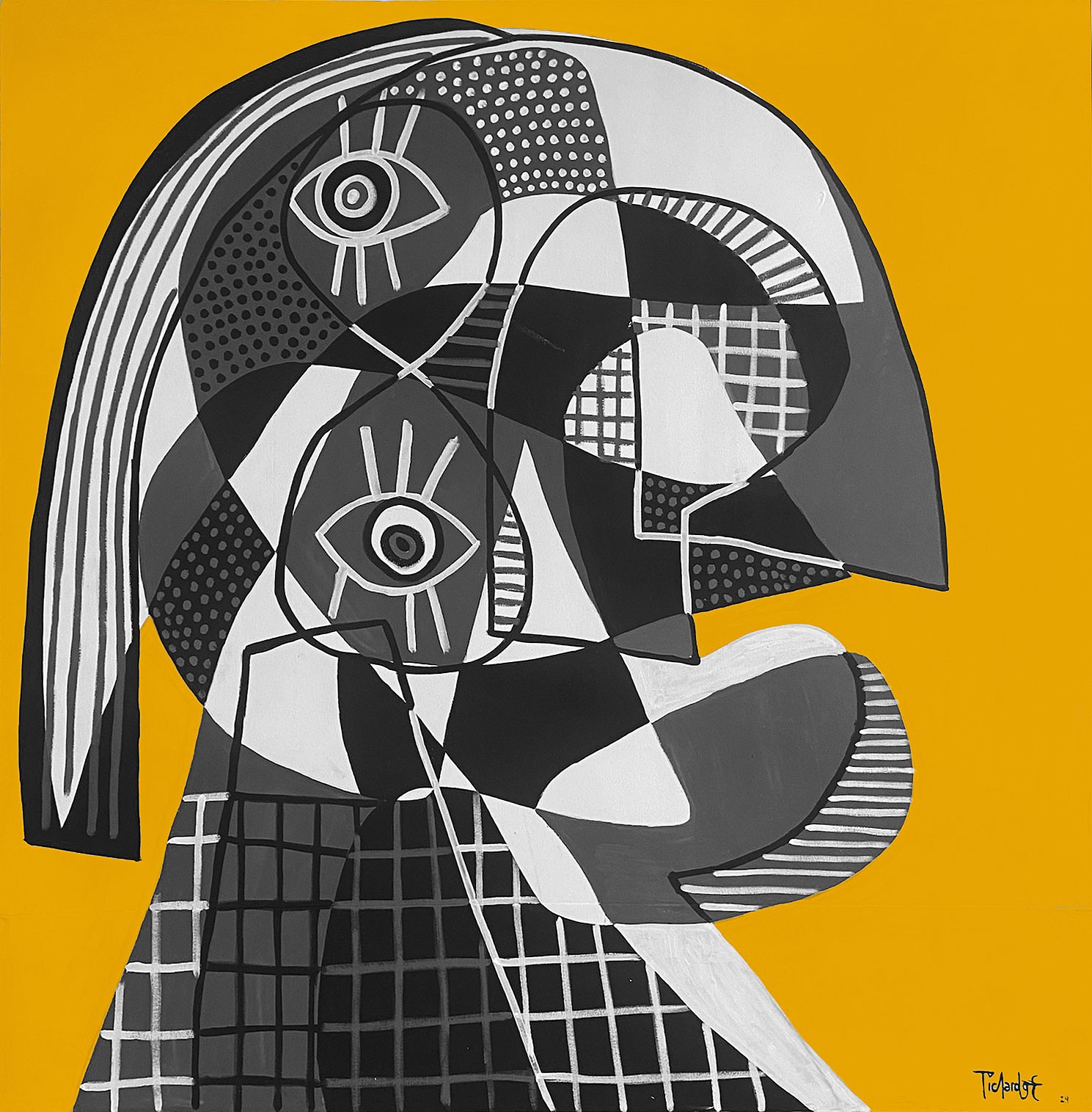 Enrique Pichardo, Retrato gris en fondo amarillo Enrique Pichardo, Retrato gris en fondo amarillo