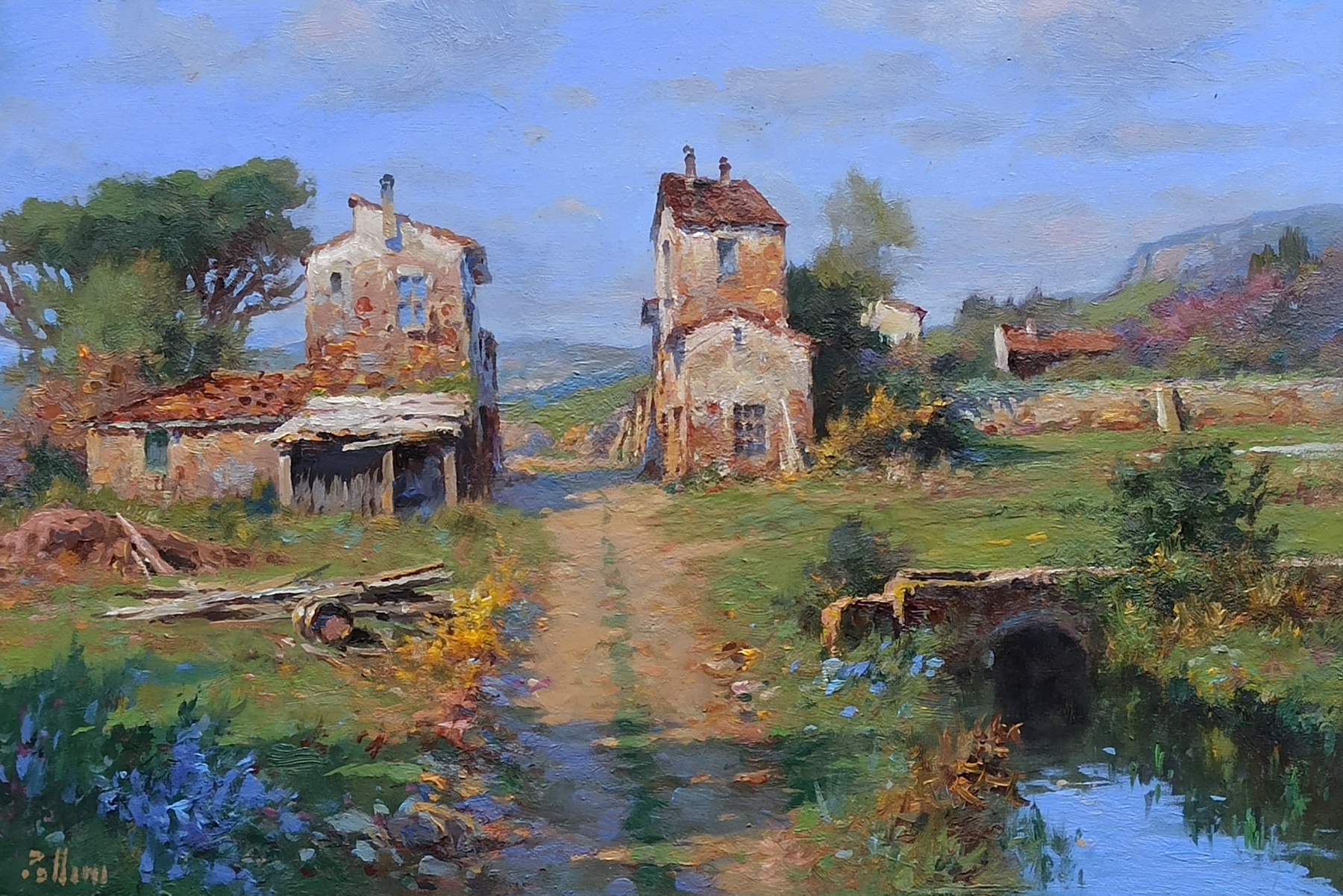 Claudio Pallini, Sunny day in the countryside - Tuscany painting landscape Claudio Pallini, Sunny day in the countryside - Tuscany painting landscape