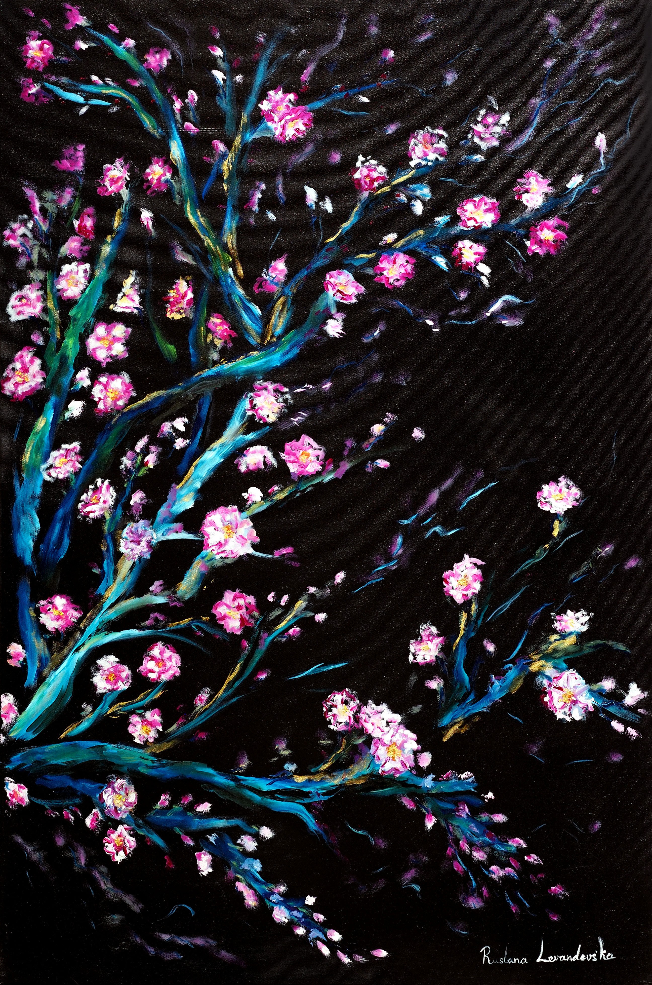 Ruslana Levandovska, Cherry Blossom in black Ruslana Levandovska, Cherry Blossom in black