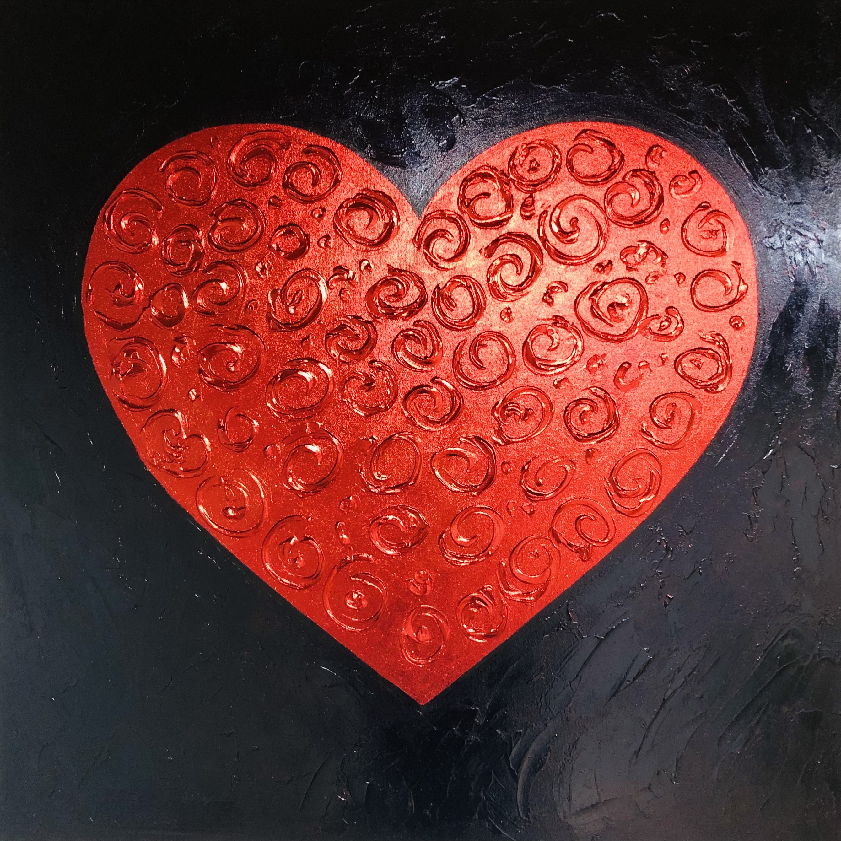 Nataliia Krykun, Red Heart on black - 3D Love, Amour, Amore, Liebe 3D plaster Nataliia Krykun, Red Heart on black - 3D Love, Amour, Amore, Liebe 3D plaster