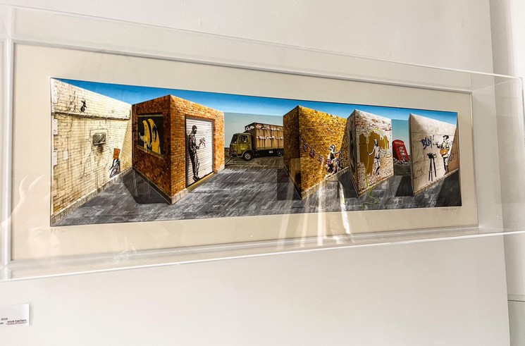 Patrick Hughes, Banski, Peinture sur toile