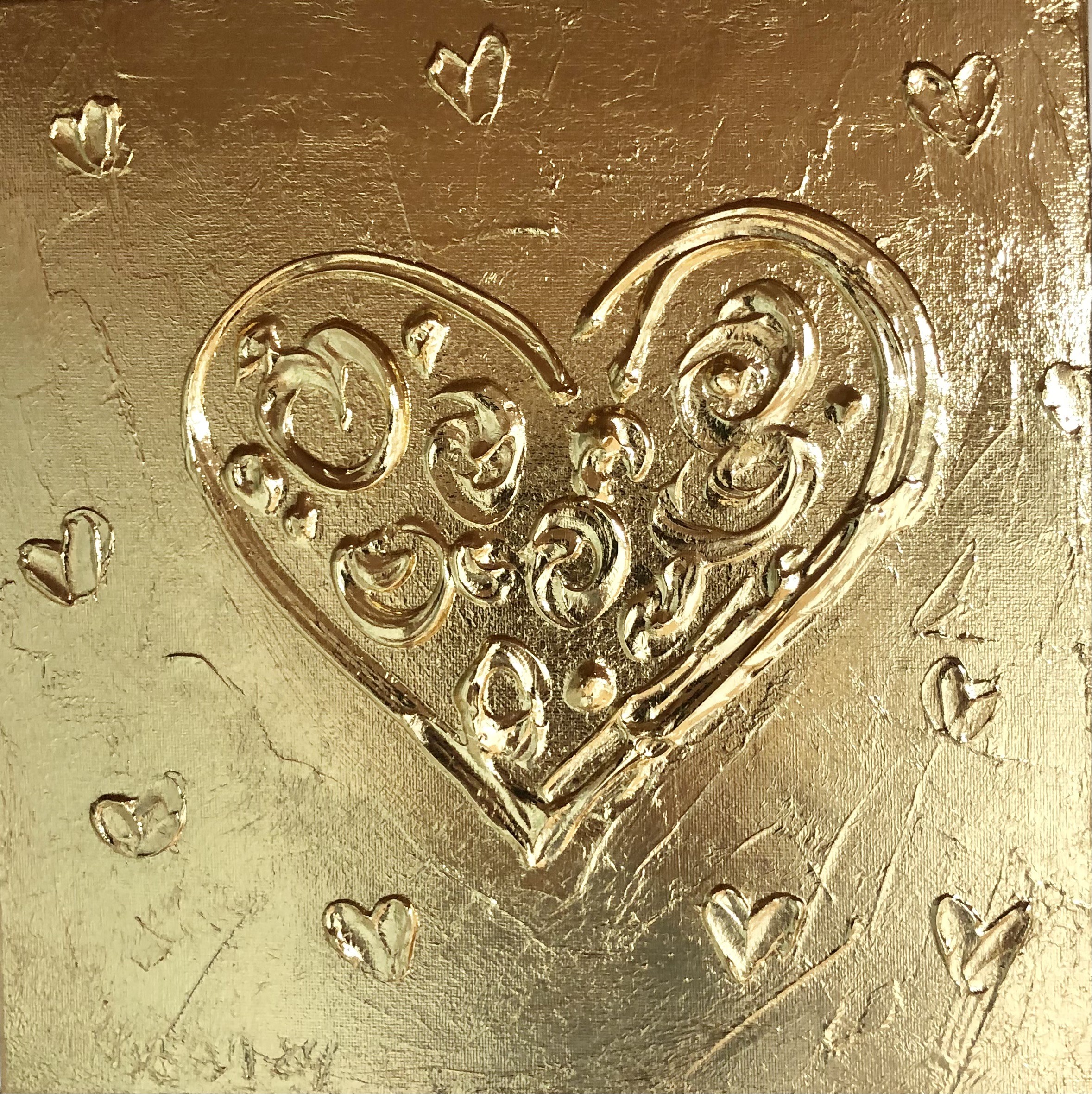 Nataliia Krykun, Flowers on golden heart - Love, Amour, Liebe 3D plaster Nataliia Krykun, Flowers on golden heart - Love, Amour, Liebe 3D plaster