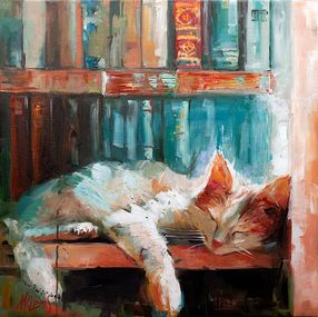 Gemälde, Sweet Dream of the Cat on the Books, Alexandr Klemens