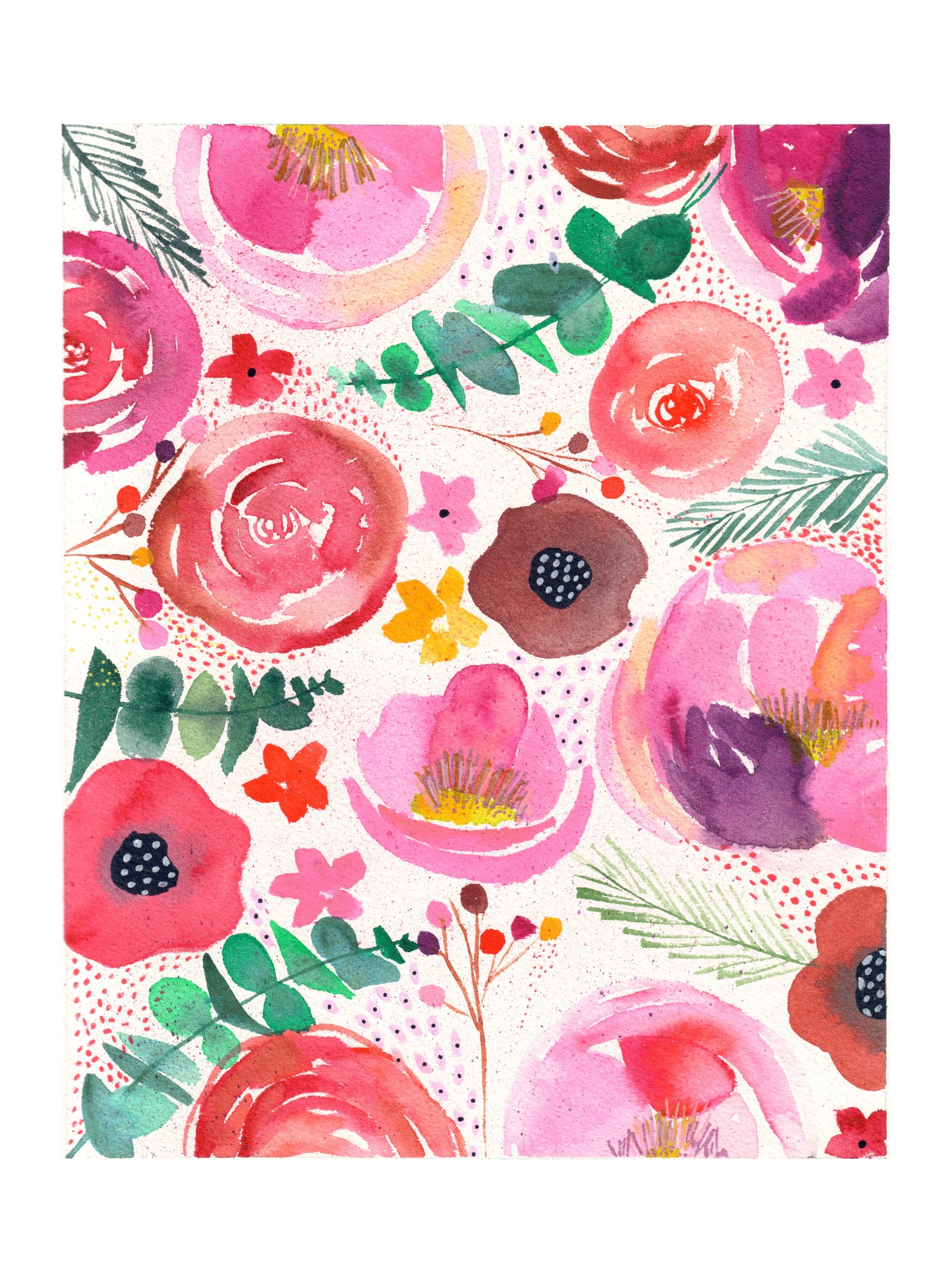 Gris De Garance, Parterre de roses et pivoines Gris De Garance, Parterre de roses et pivoines