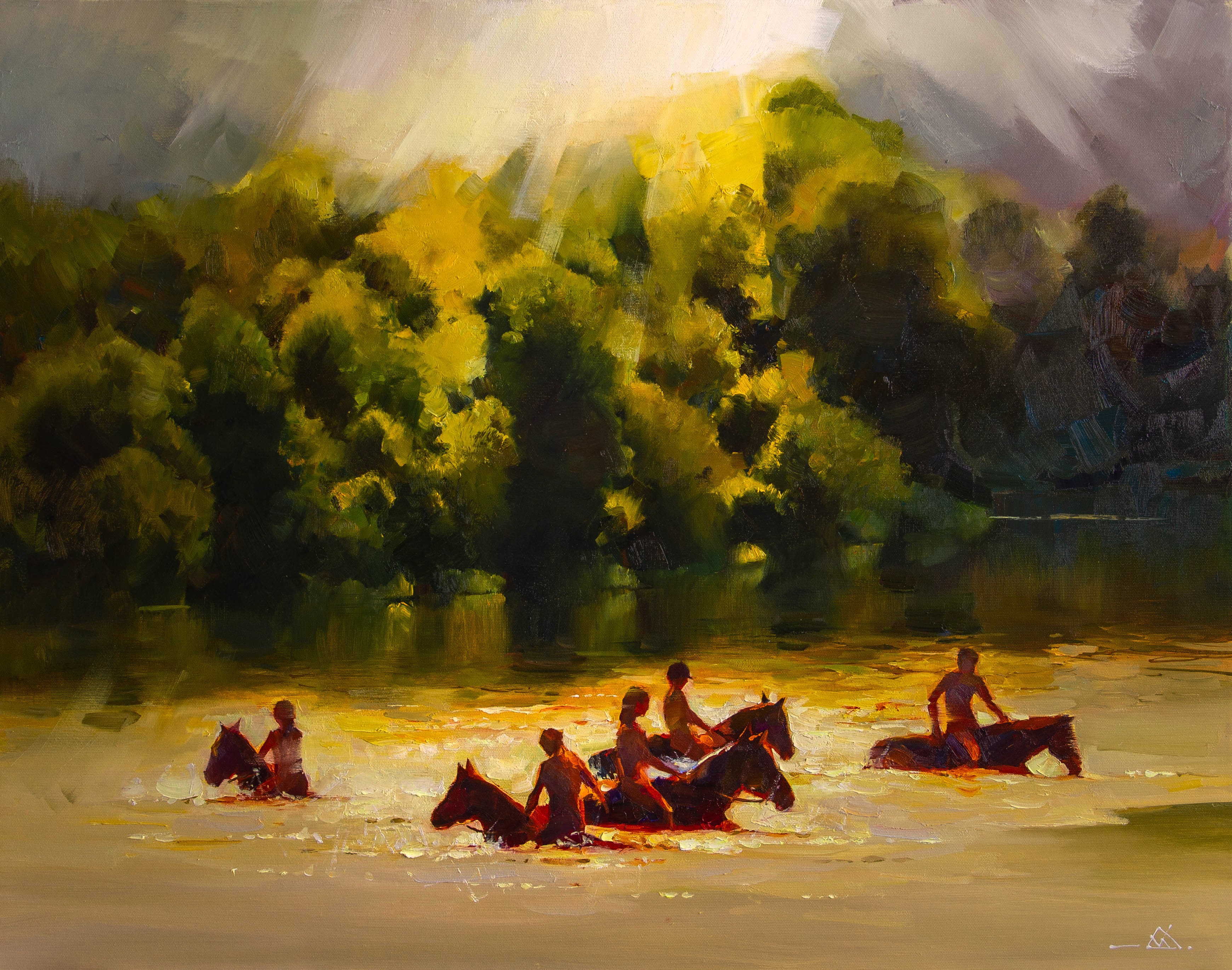 Vasyl Khodakivskyi, Bathing horses on the Desna Vasyl Khodakivskyi, Bathing horses on the Desna