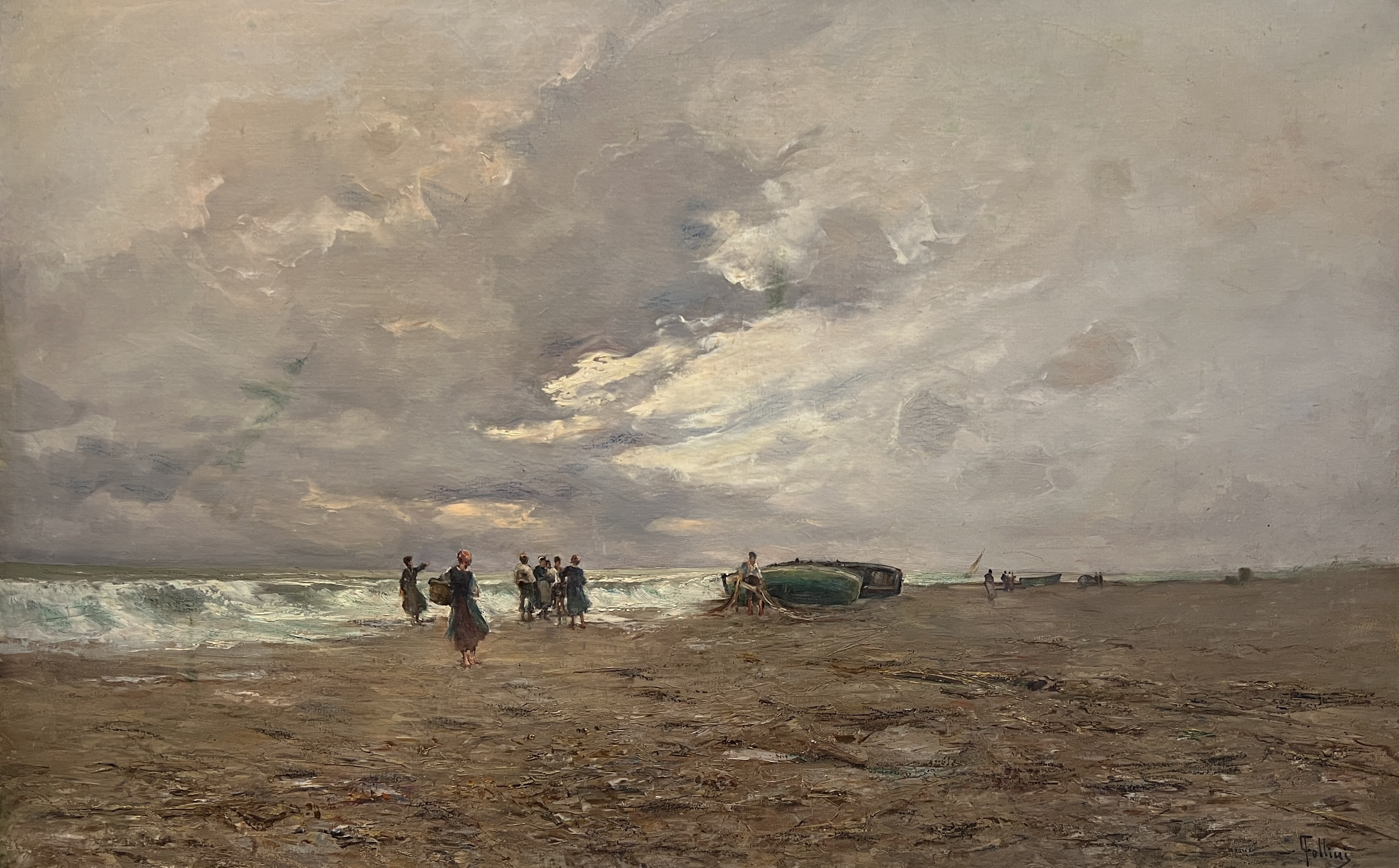 Carlo Follini, Pêcheurs à la marée basse Carlo Follini, Pêcheurs à la marée basse