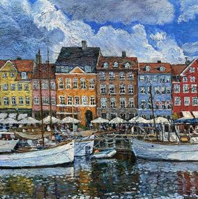 Painting, Clouds over Nyhavn, Nadezda Stupina