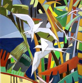 Peinture, Tropiques, oiseaux blancs, Bernard Marie Collet