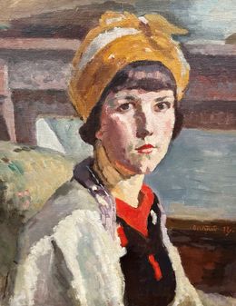 Peinture, Portrait de femme au turban jaune, Bertrand Py