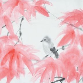 Pintura, Red Leaves and Little Bird, Zhize Lv