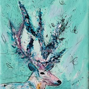 Painting, Blue cerf, Âme Sauvage