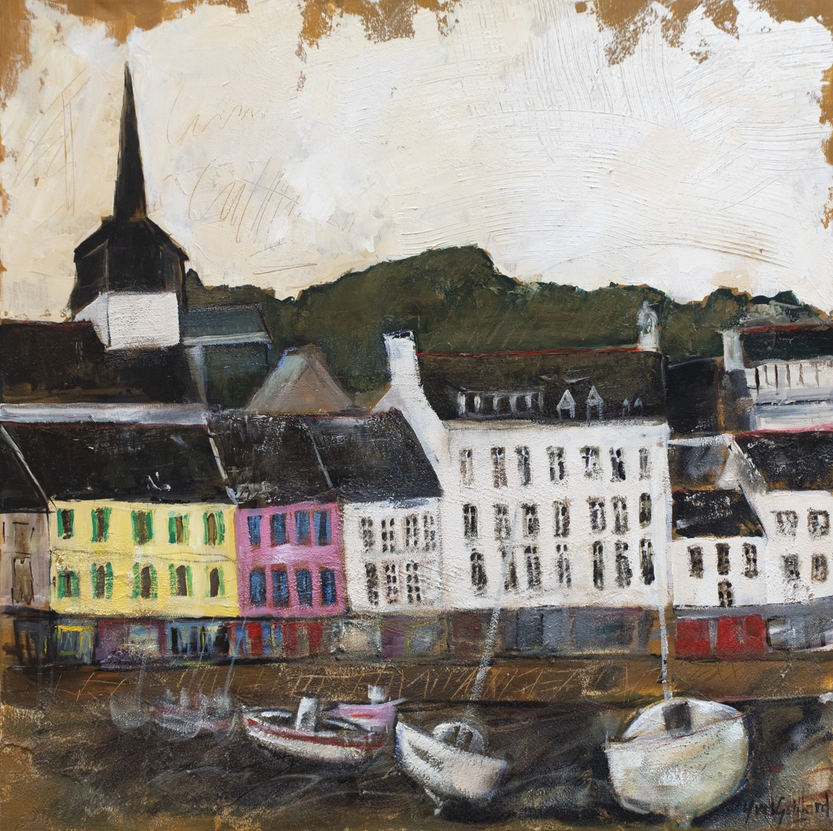 Yves Guillard, Marée basse à Le Palais - Série village et port de Belle-île-en-mer Yves Guillard, Marée basse à Le Palais - Série village et port de Belle-île-en-mer