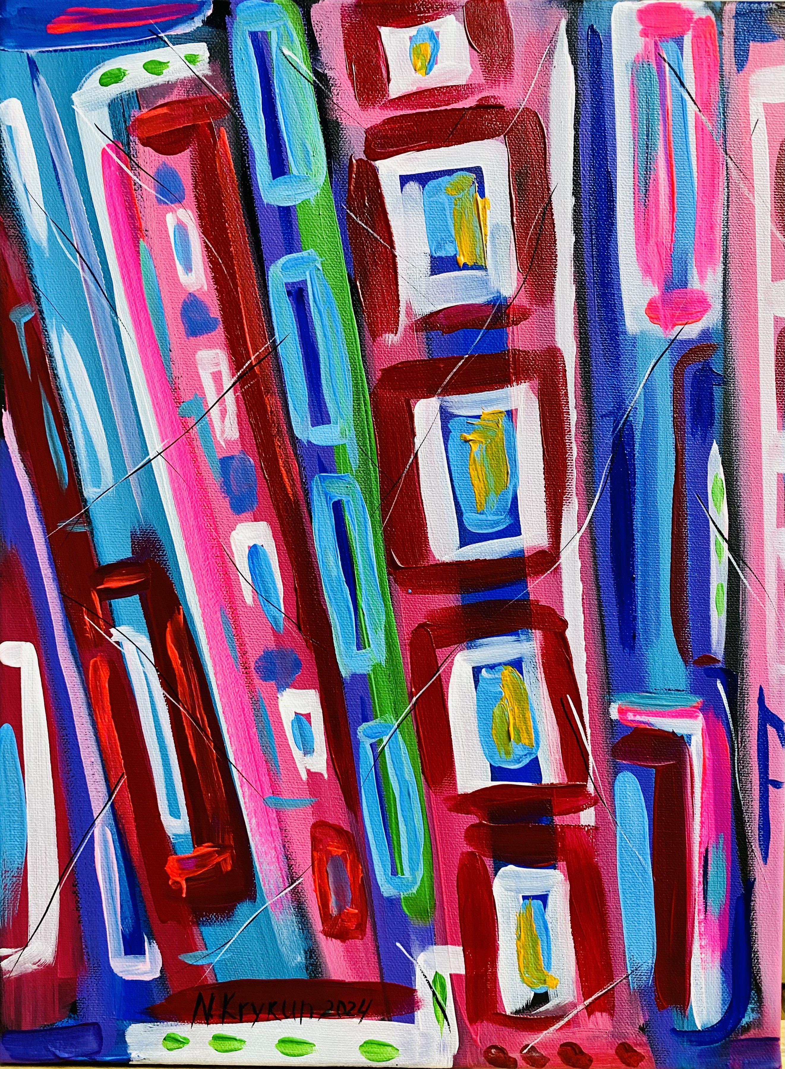Nataliia Krykun, Flower series 3 - spring garden, blue violet pink energy expression abstraction Nataliia Krykun, Flower series 3 - spring garden, blue violet pink energy expression abstraction