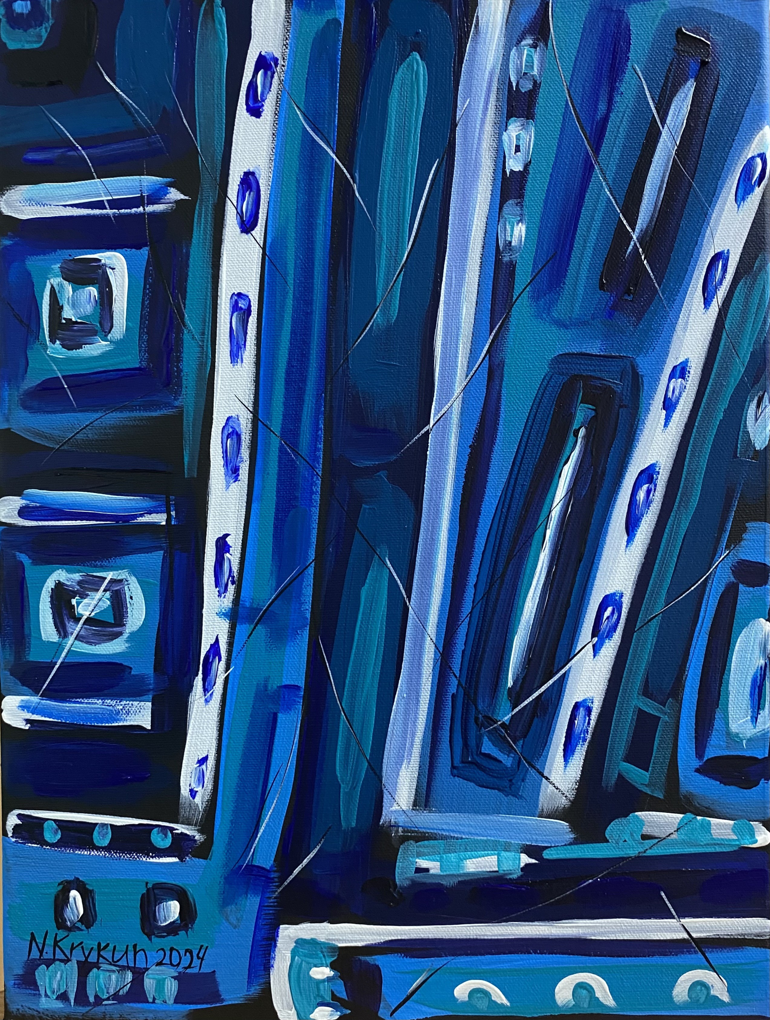 Nataliia Krykun, Flower series 4 - spring garden, blue violet pink energy expression abstraction Nataliia Krykun, Flower series 4 - spring garden, blue violet pink energy expression abstraction