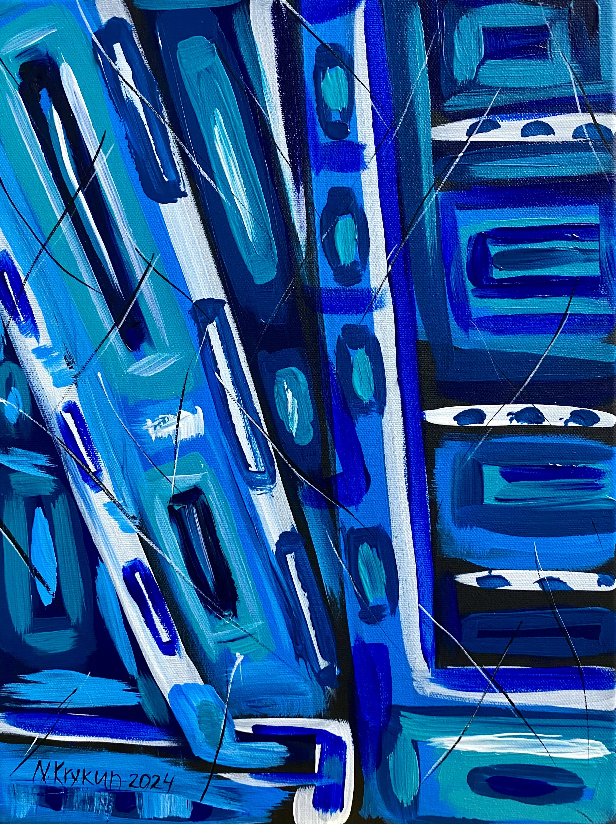 Nataliia Krykun, Flower series 5 - spring garden, blue violet pink energy expression abstraction Nataliia Krykun, Flower series 5 - spring garden, blue violet pink energy expression abstraction