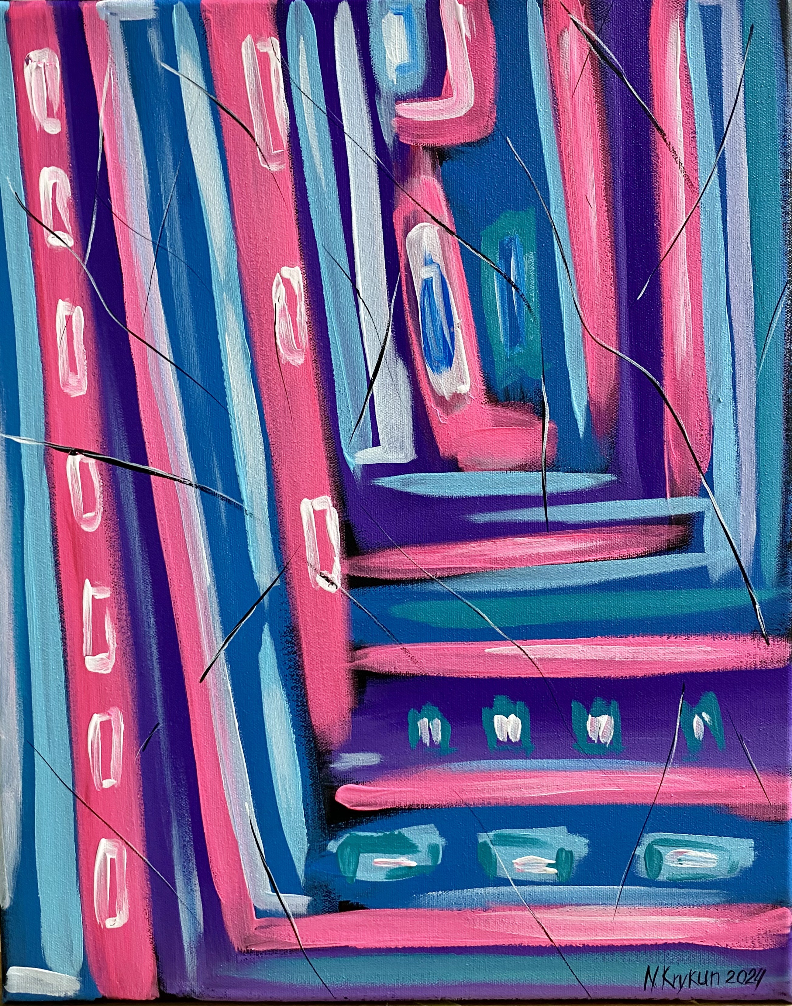 Nataliia Krykun, Flower series 6- spring garden, blue violet pink energy expression abstraction Nataliia Krykun, Flower series 6- spring garden, blue violet pink energy expression abstraction